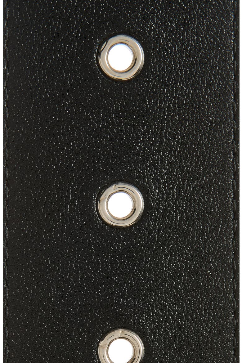 Windsor Knot Leather Belt with Buckle, Alternate, color, BLACK