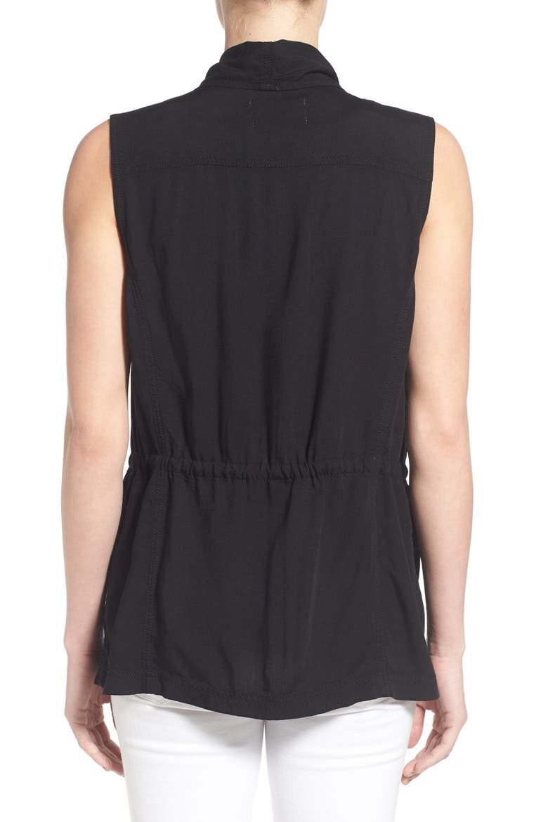 Draped Utility Vest, Alternate, color, BLACK