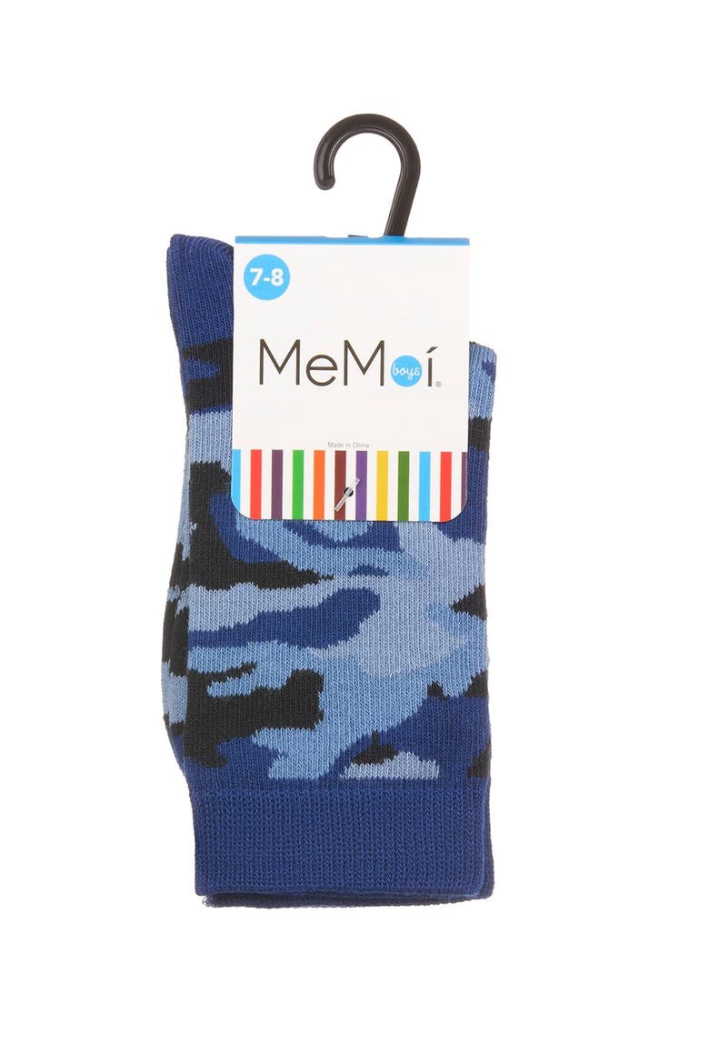 Camouflage-Pattern Crew Socks, Alternate, color, Navy