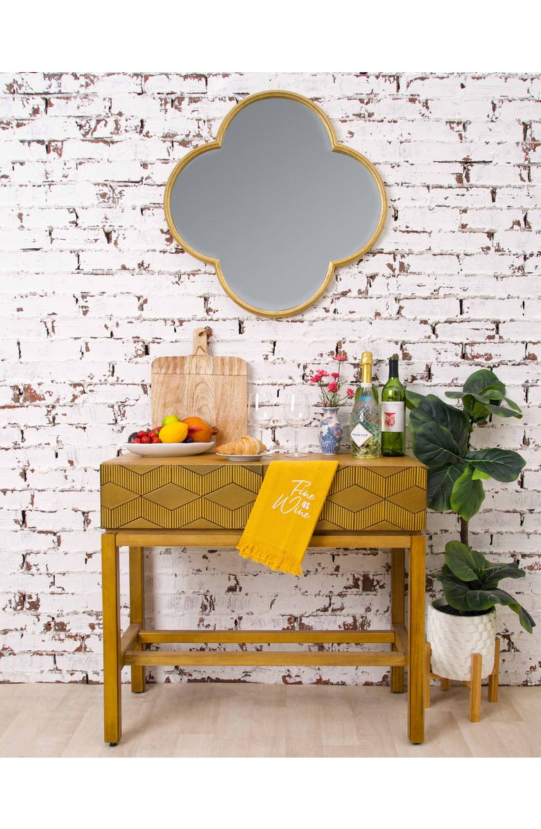 carol & frank Fine As Wine Embroidered Waffle Weave Cotton Decorative Kitchen Dishtowel, Alternate, color, Yellow