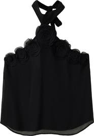 MANGO Rosette Chiffon Halter Top