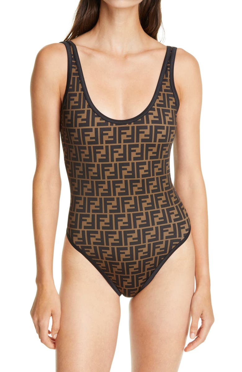Fendi FF Reversible Logo One-Piece Swimsuit, Main, color,