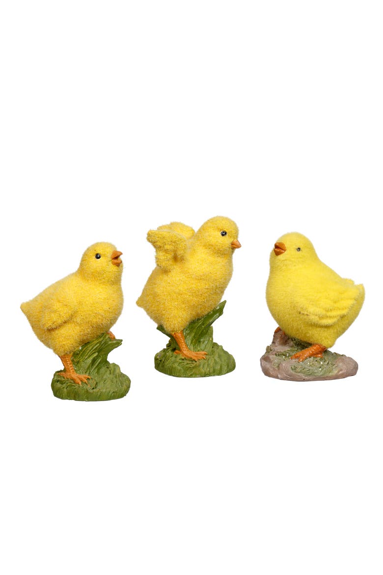 Flocked Chicks, Set of 3, Main, color, Yellow