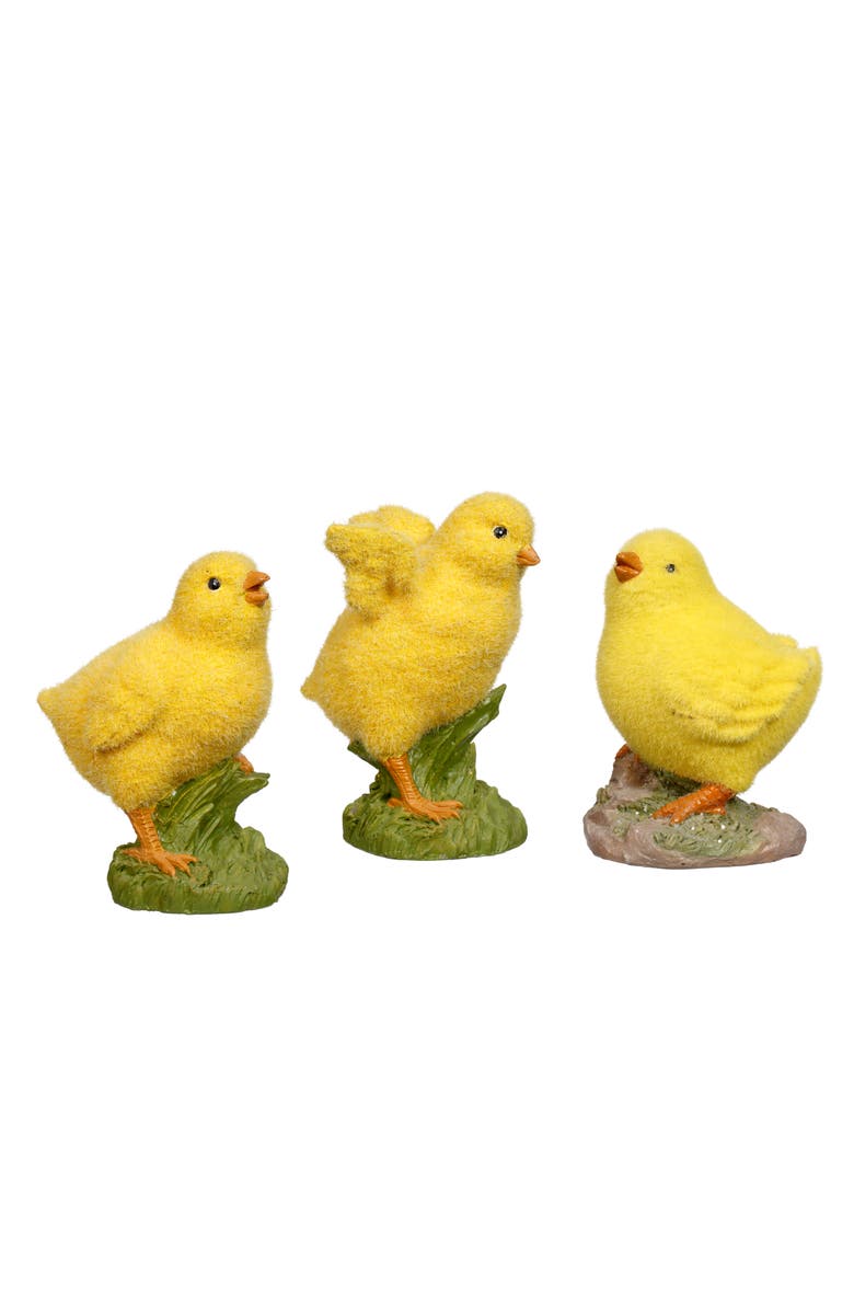 Mark Roberts Flocked Chicks, Set of 3, Main, color, Yellow