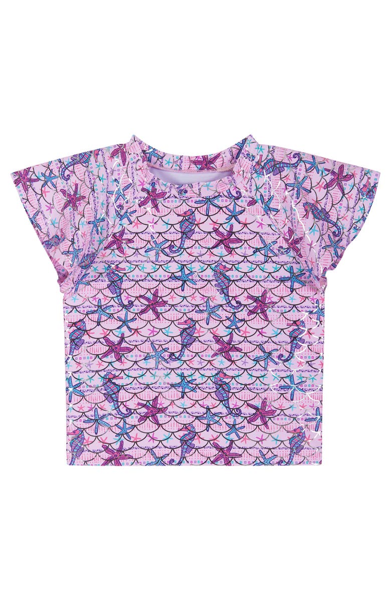 Andy & Evan Kids' Short Sleeve Two-Piece Rashguard Swimsuit, Alternate, color, Purple Sea Creature