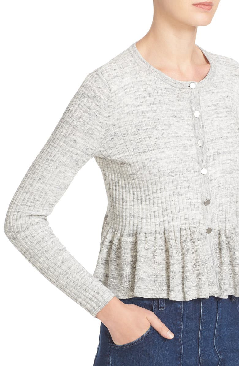Rebecca Taylor Rib Knit Peplum Cardigan, Alternate, color, 