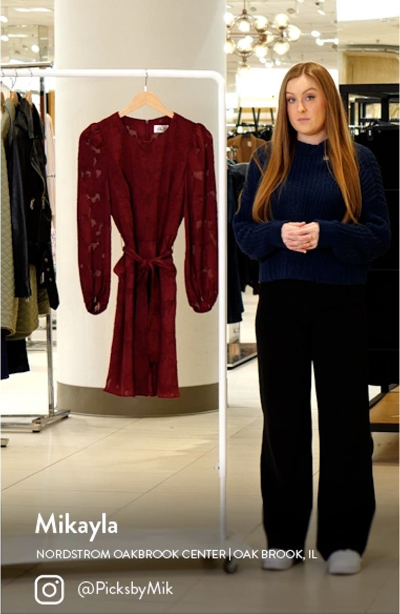 Floral Burnout Long Sleeve Fit & Flare Dress, sales video thumbnail