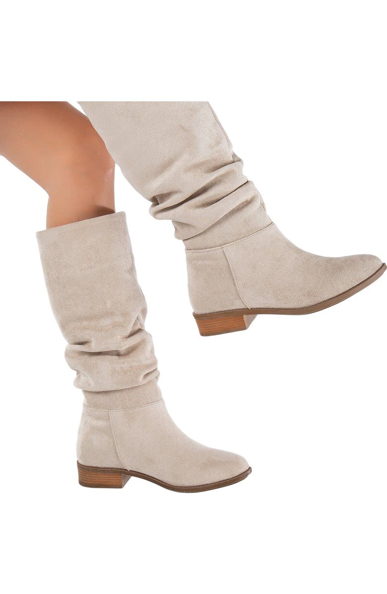 Forever & Always Shoes Maribel Knee High Slouch Boots, Alternate, color, Beige Suede