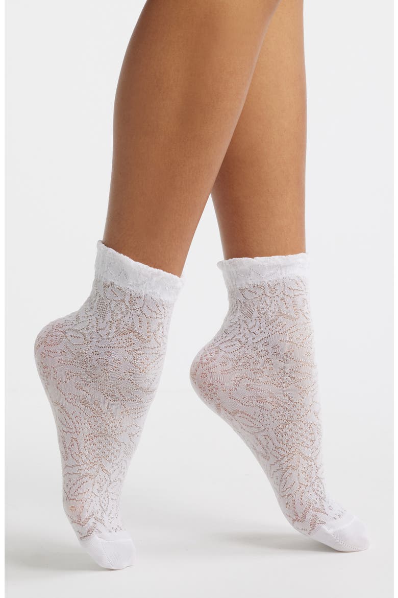 Sweet Florence Lace Socks, Main, color, WHITE