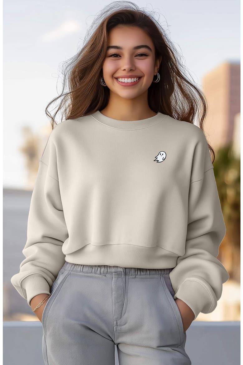 Ghost Relaxed Sweatshirt, Alternate, color, Bone