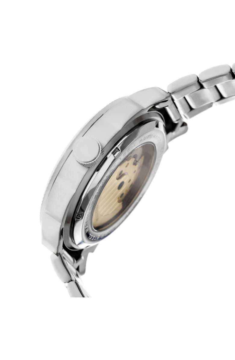 Heritor Automatic Helmsley Semi-Skeleton Leather-Band Watch, Alternate, color, Silver/Black