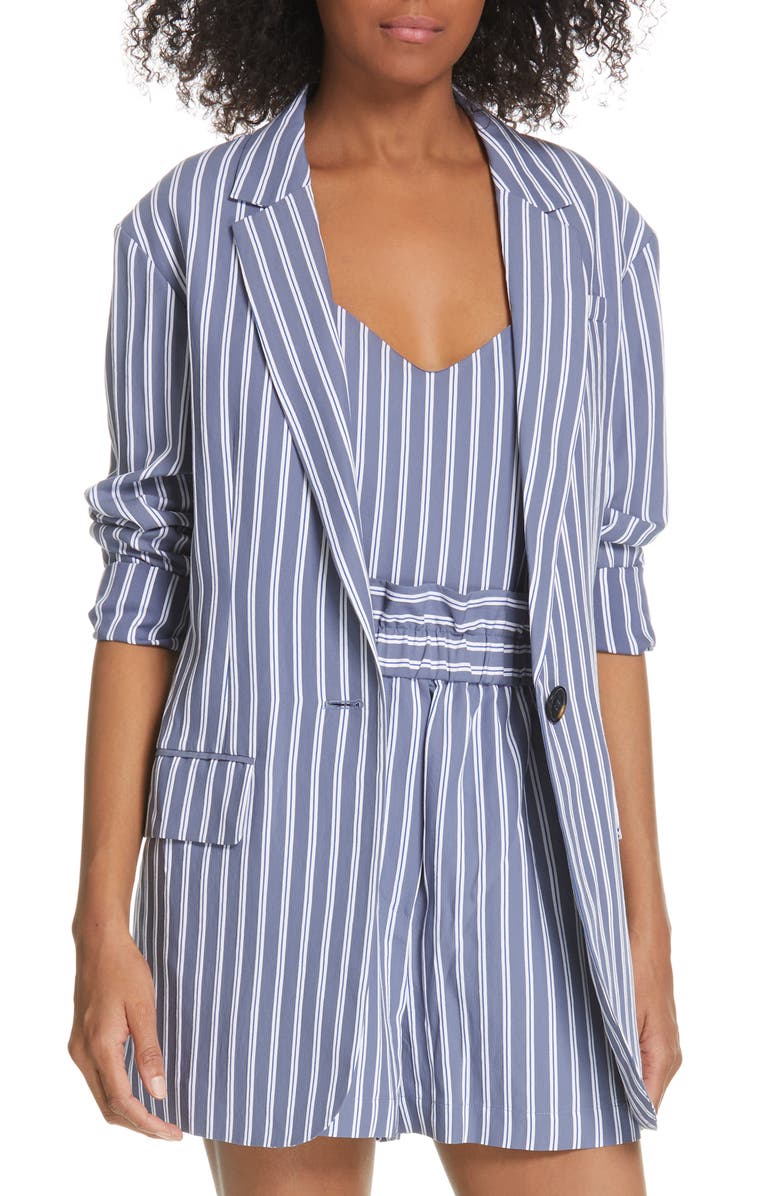 Tibi Stripe Oversize Twill Blazer, Main, color,