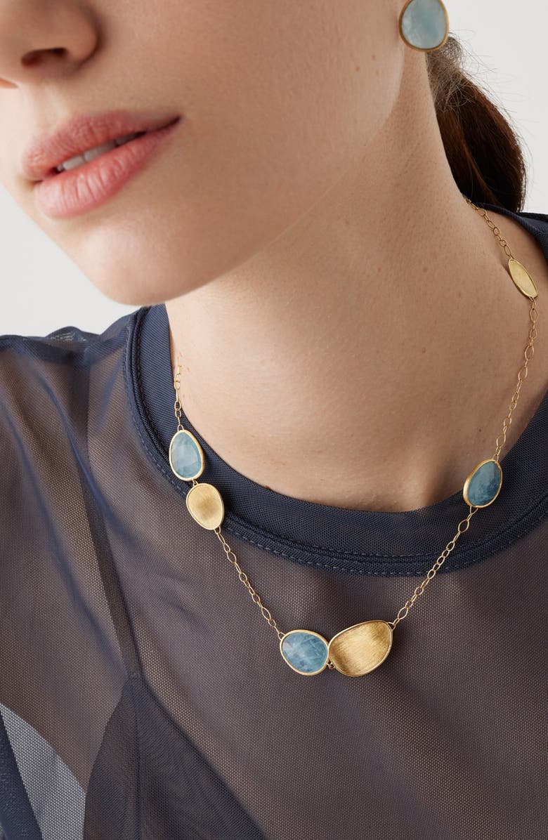 Marco Bicego Aquamarine Station Necklace, Alternate, color, 18K Yellow Gold