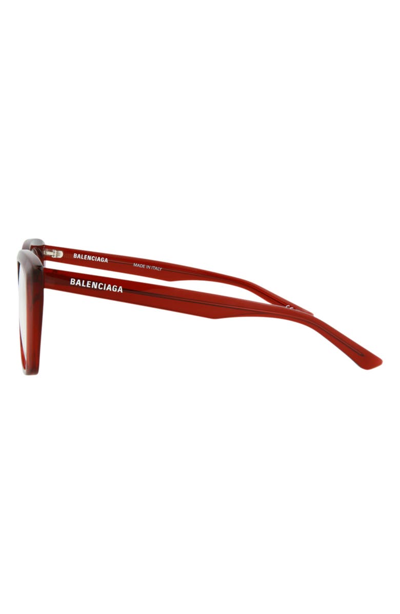 Balenciaga 53mm Cat Eye Optical Glasses, Alternate, color, Red Red Transparent