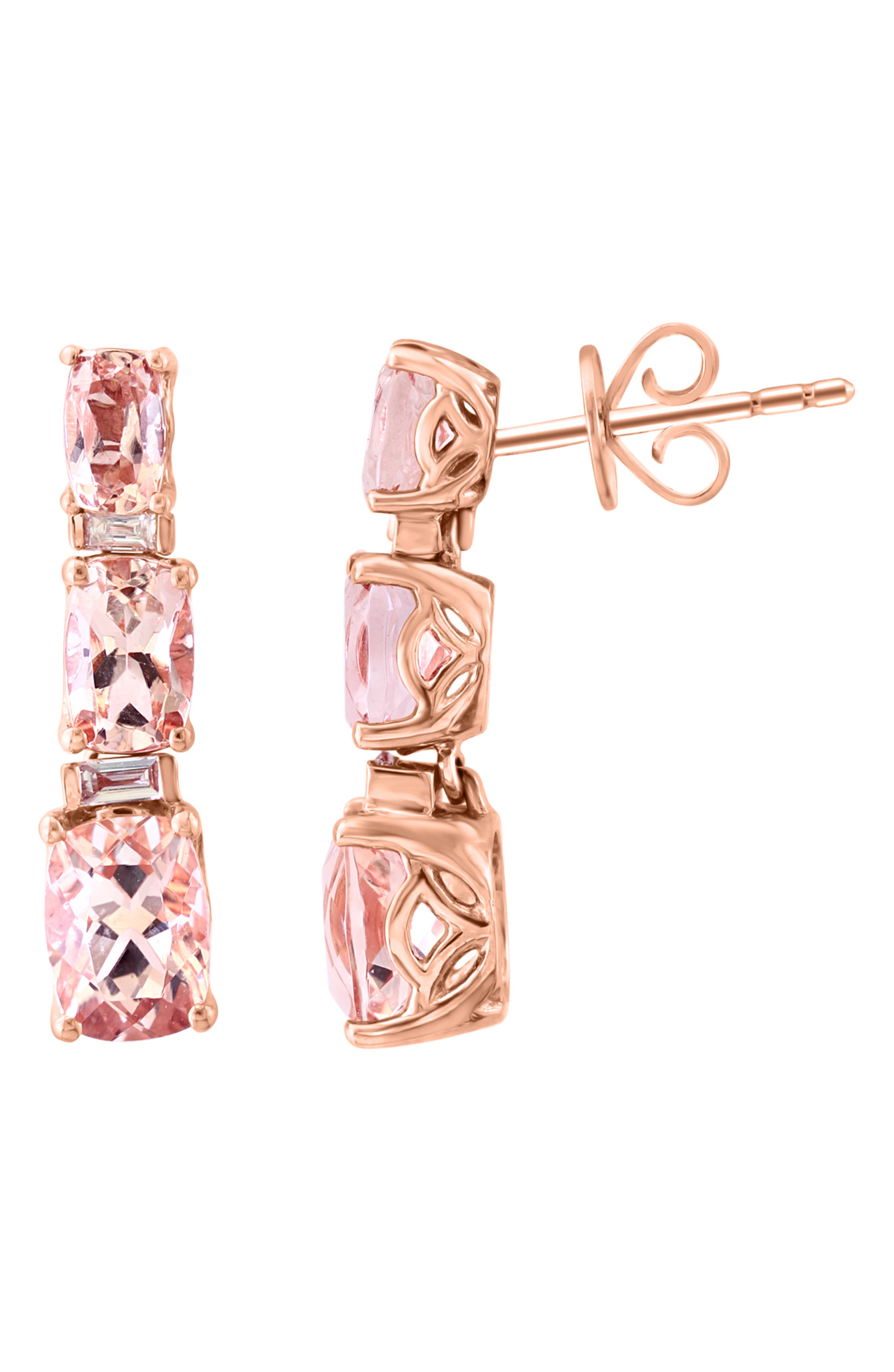 EFFY 14K Rose Gold Morganite &amp; Diamond Drop Earrings