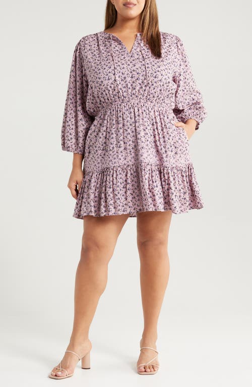 TREASURE & BOND TREASURE & BOND FLORAL PRINT RUFFLE HEM MINIDRESS