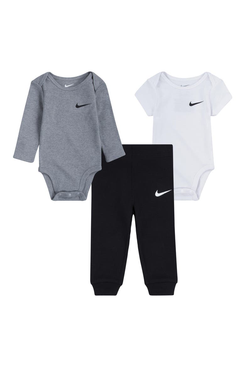 Solid 3-Piece Bodysuits & Joggers Set, Main, color, BLACK