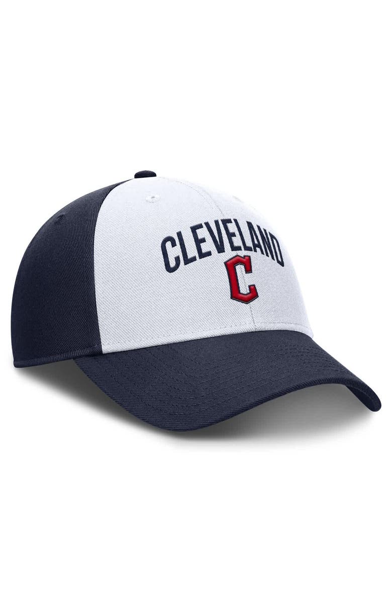 Nike Men's Nike White/Navy Cleveland Guardians Club Performance Adjustable Hat, Alternate, color, 