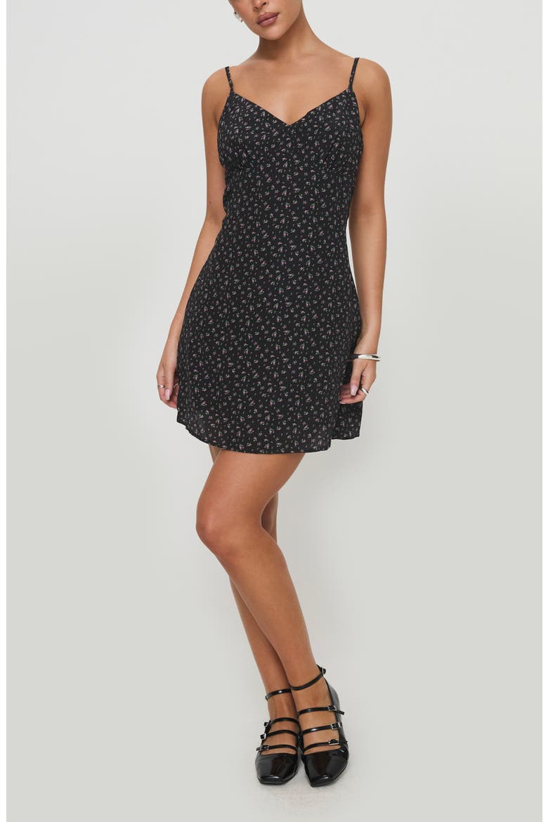Jaye Floral Minidress, Main, color, BLACK