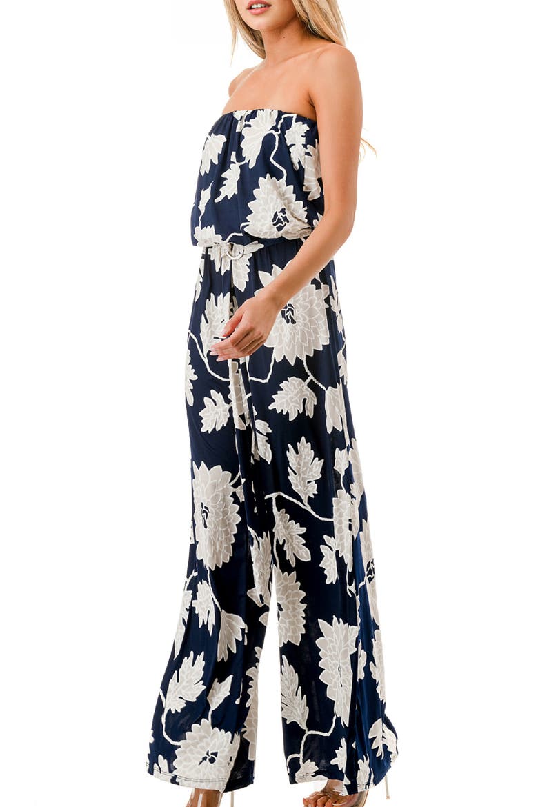 Strapless Tube Wide Leg Jumpsuit, Alternate, color, NAVY