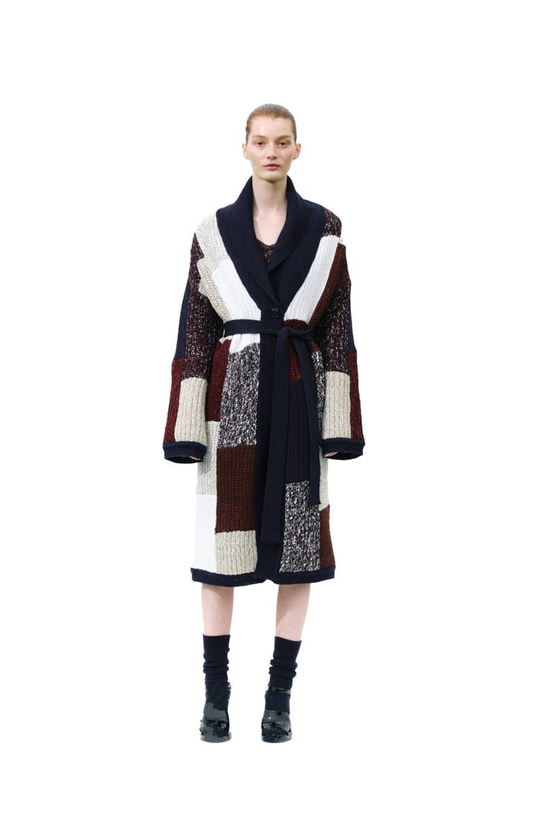 Labeca London Vivienne Wool Midi Robe Cardigan, Main, color, Black