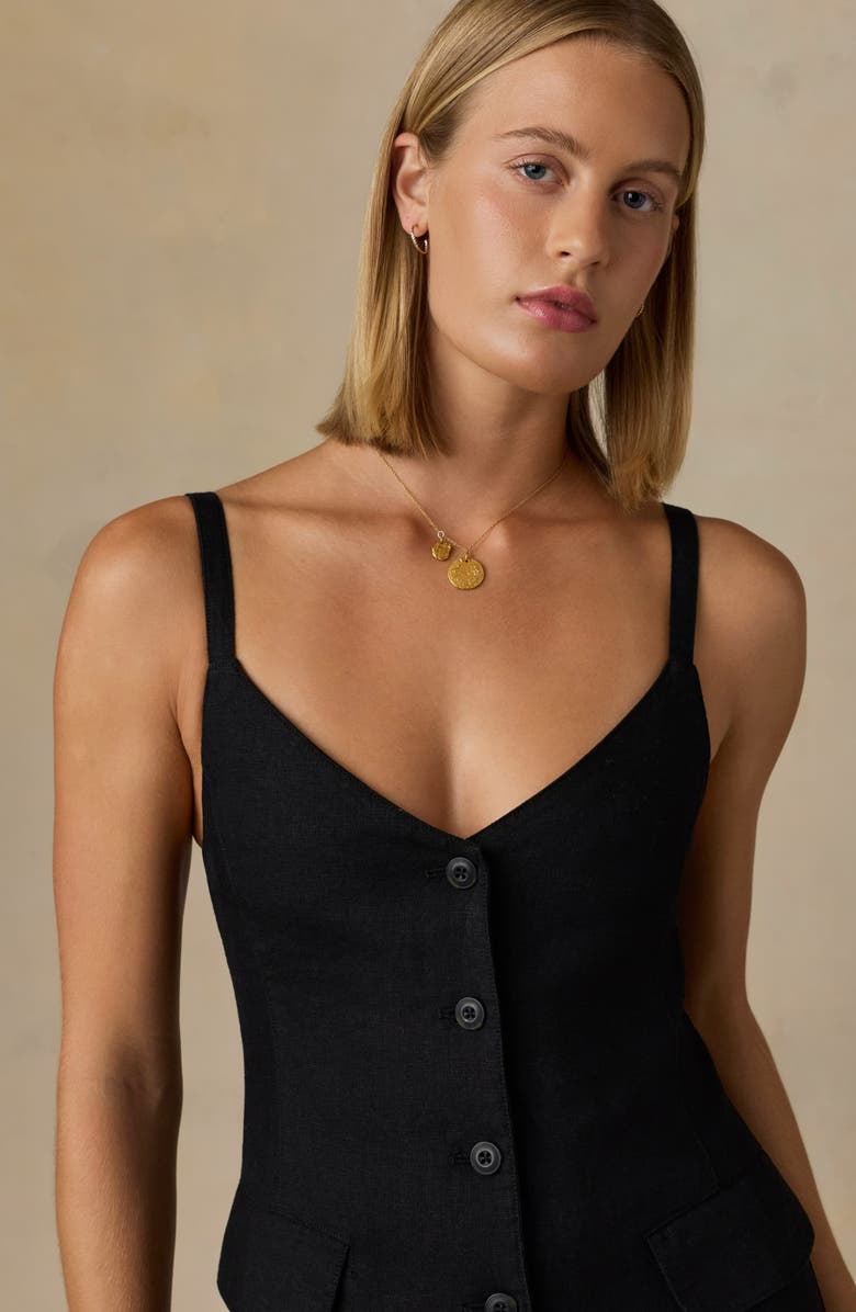 Faherty Sun Strider Milo Linen Dress, Alternate, color, Black