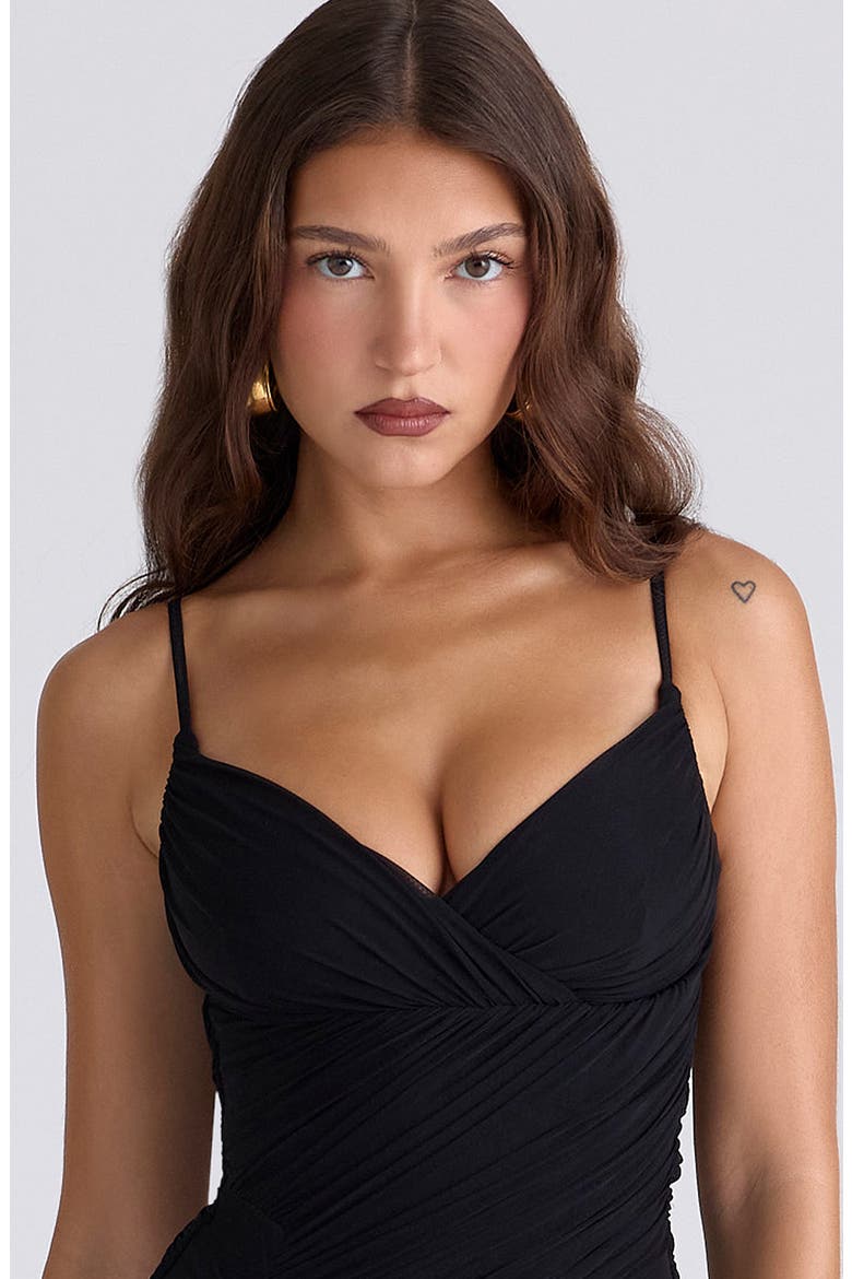 Issey Stretch Mesh Gown, Alternate, color, BLACK