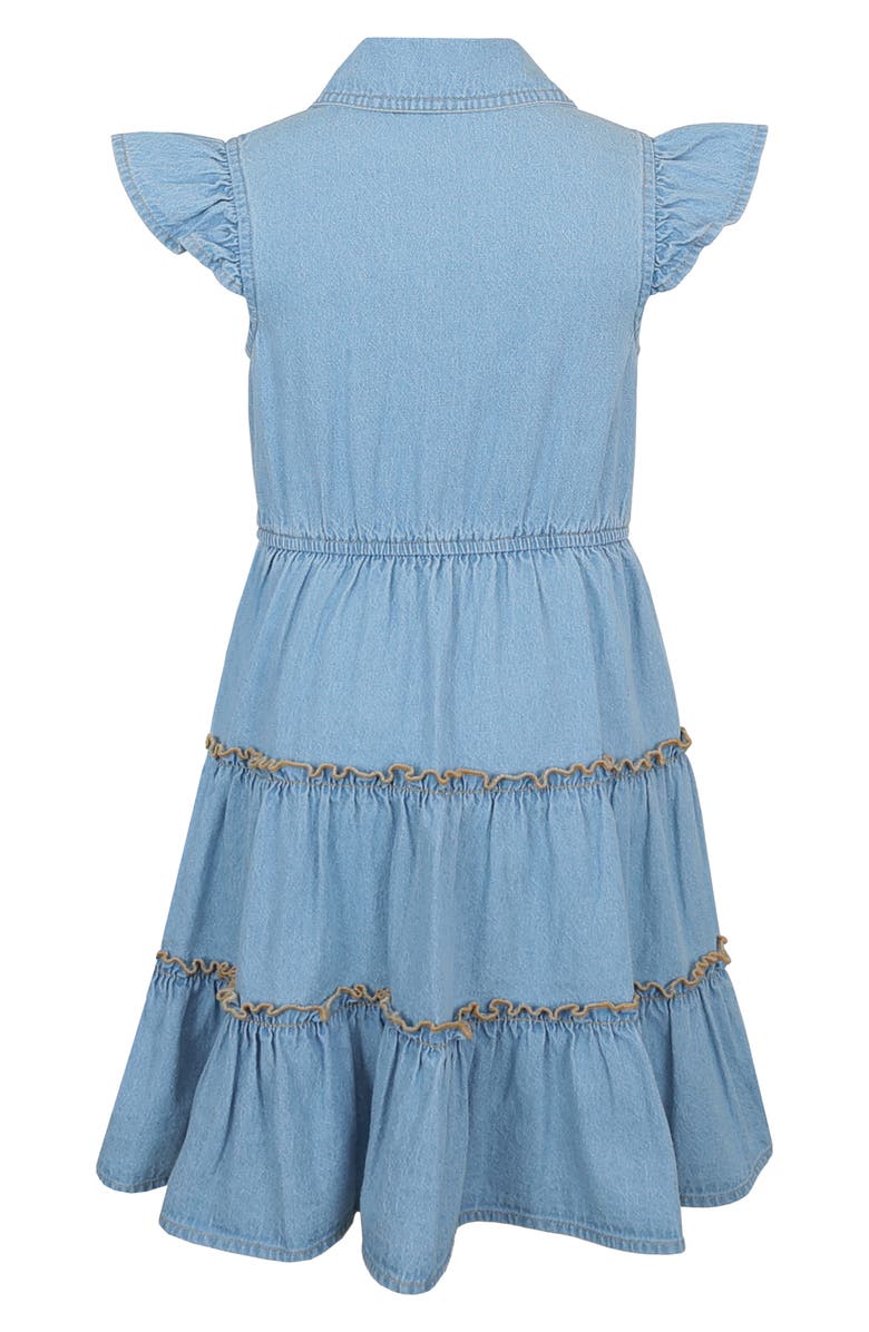 Zunie Kids' Tiered Denim Dress, Alternate, color, Light Wash