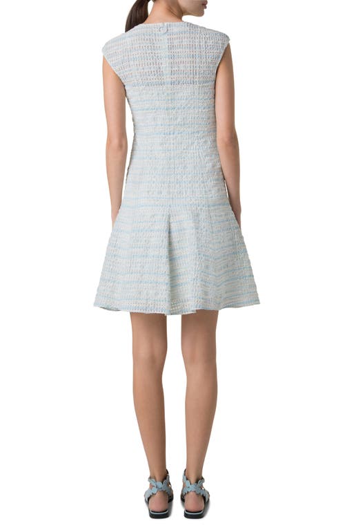 Akris Punto Tweed Fit-flare Mini Dress In Ice Blue-cream