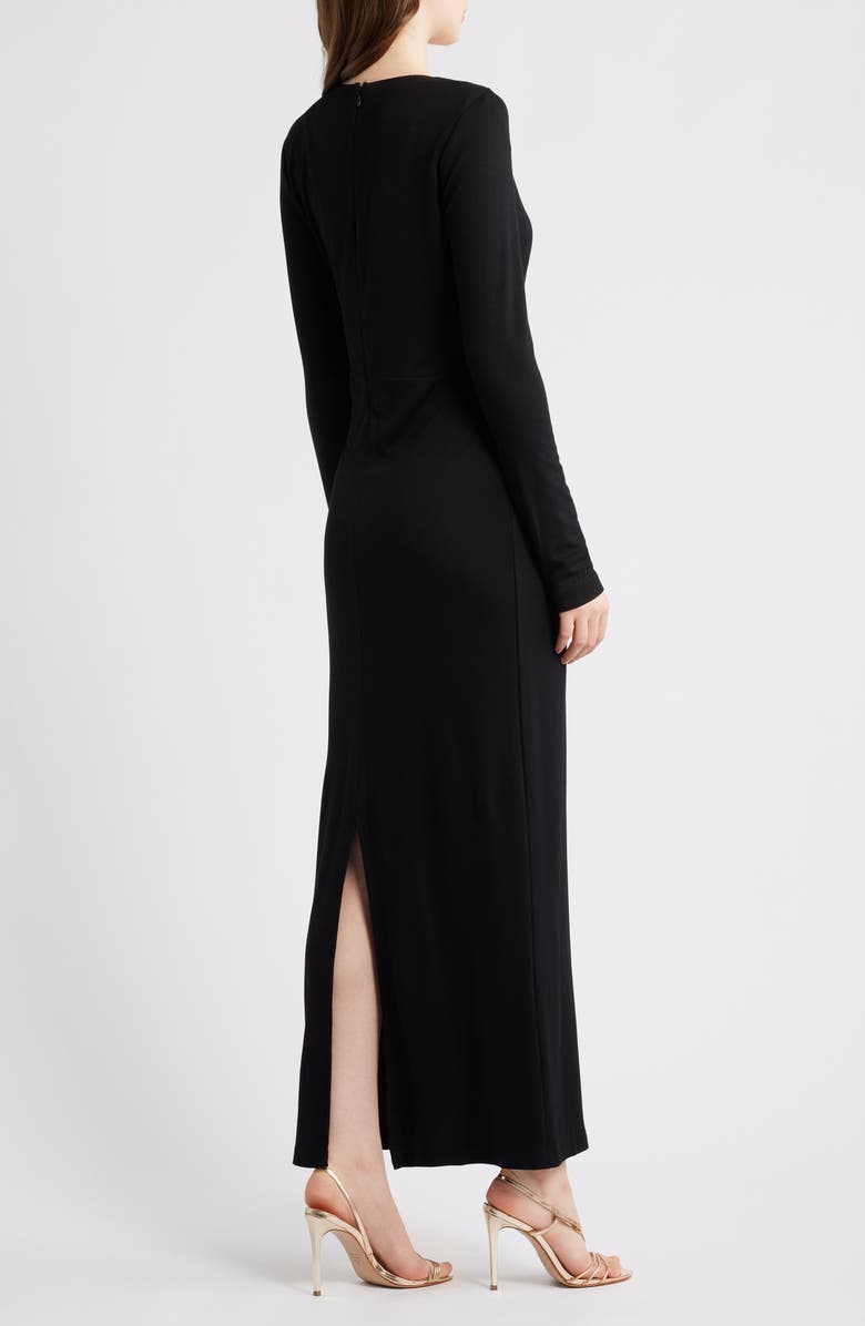 Halogen<sup>®</sup> Wrap Front Long Sleeve Maxi Dress, Alternate, color, Rich Black