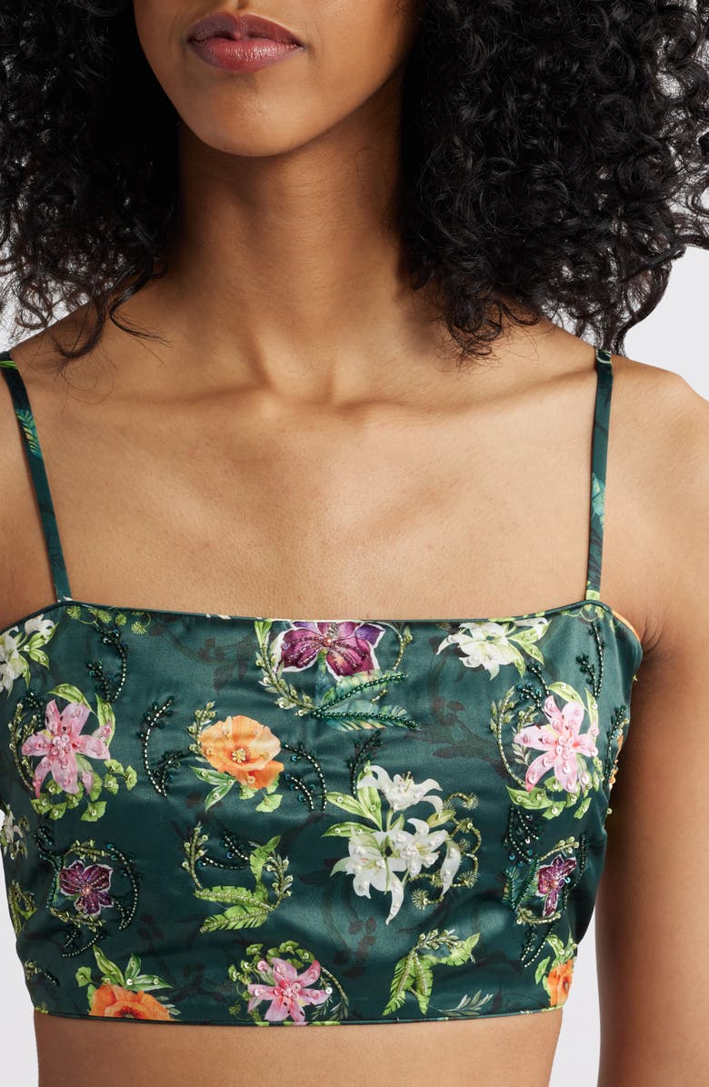 Sani Cai Floral Embroidered Lehenga with Bead Detail Dupatta, Alternate, color, Emerald Garden