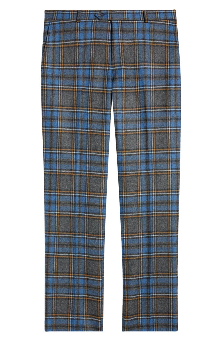 Berle Plaid Wool Blend Flannel Dress Pants, Alternate, color, Charcoal Grey