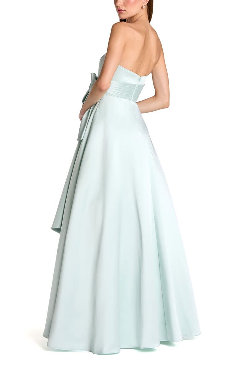 Women’s Strapless Satin Ballgown with Statement Bow Detail, Alternate, color, Seafoam