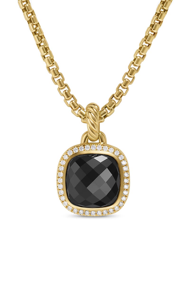 David Yurman Albion<sup>®</sup> Pendant in 18K Yellow Gold with Diamonds, 11mm, Main, color, Black Onyx