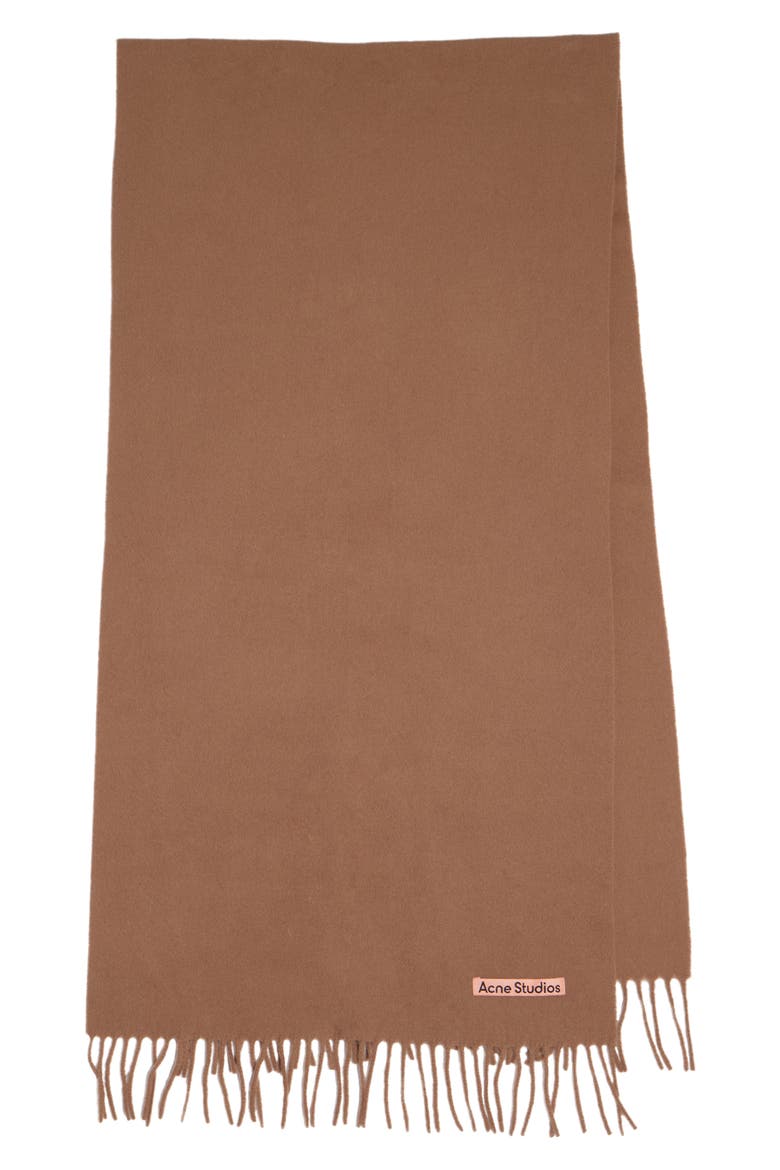 Fringe Wool Scarf, Main, color, CARAMEL BROWN