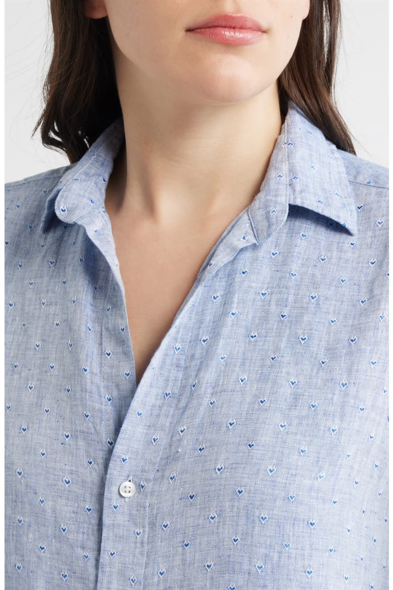 Hunter Stripe Step Hem Linen & Cotton Shirtdress, Alternate, color, BLUE LINEN HEARTS