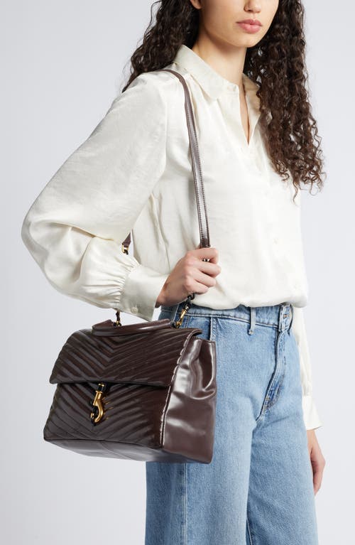 Rebecca Minkoff Large Edie Chevron Quilted Leather Top Handle Shoulder Bag In Brown