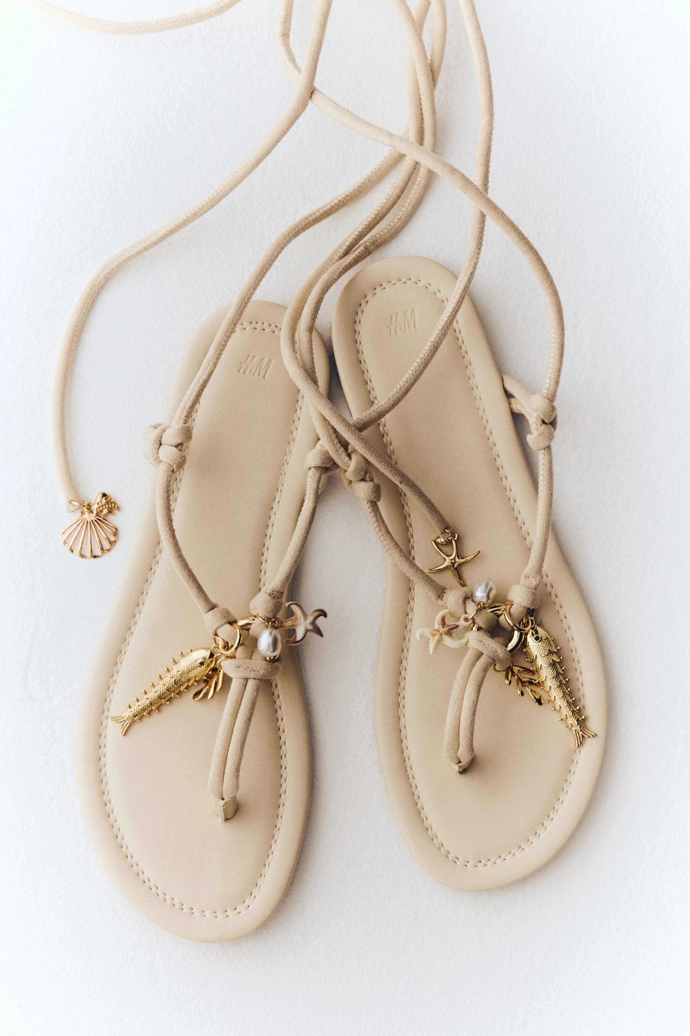 H&M Strappy Sandals, Alternate, color, Cream