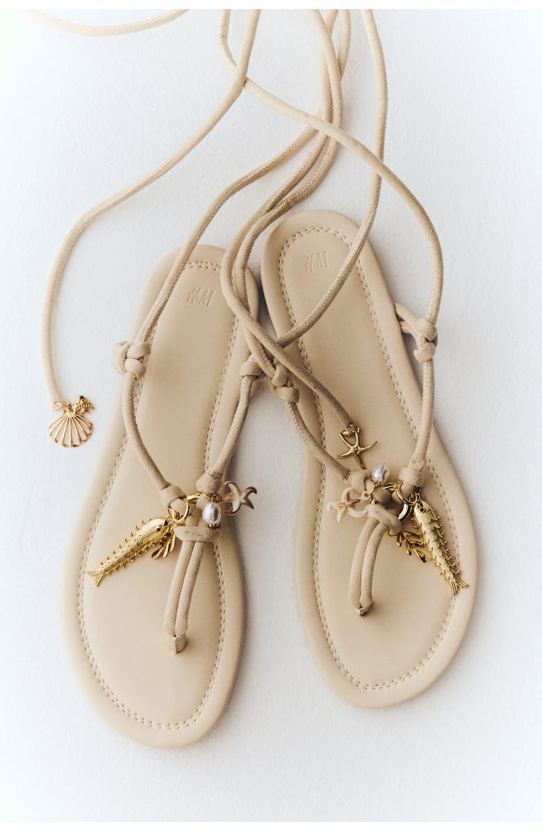 H&M Strappy Sandals, Alternate, color, Cream