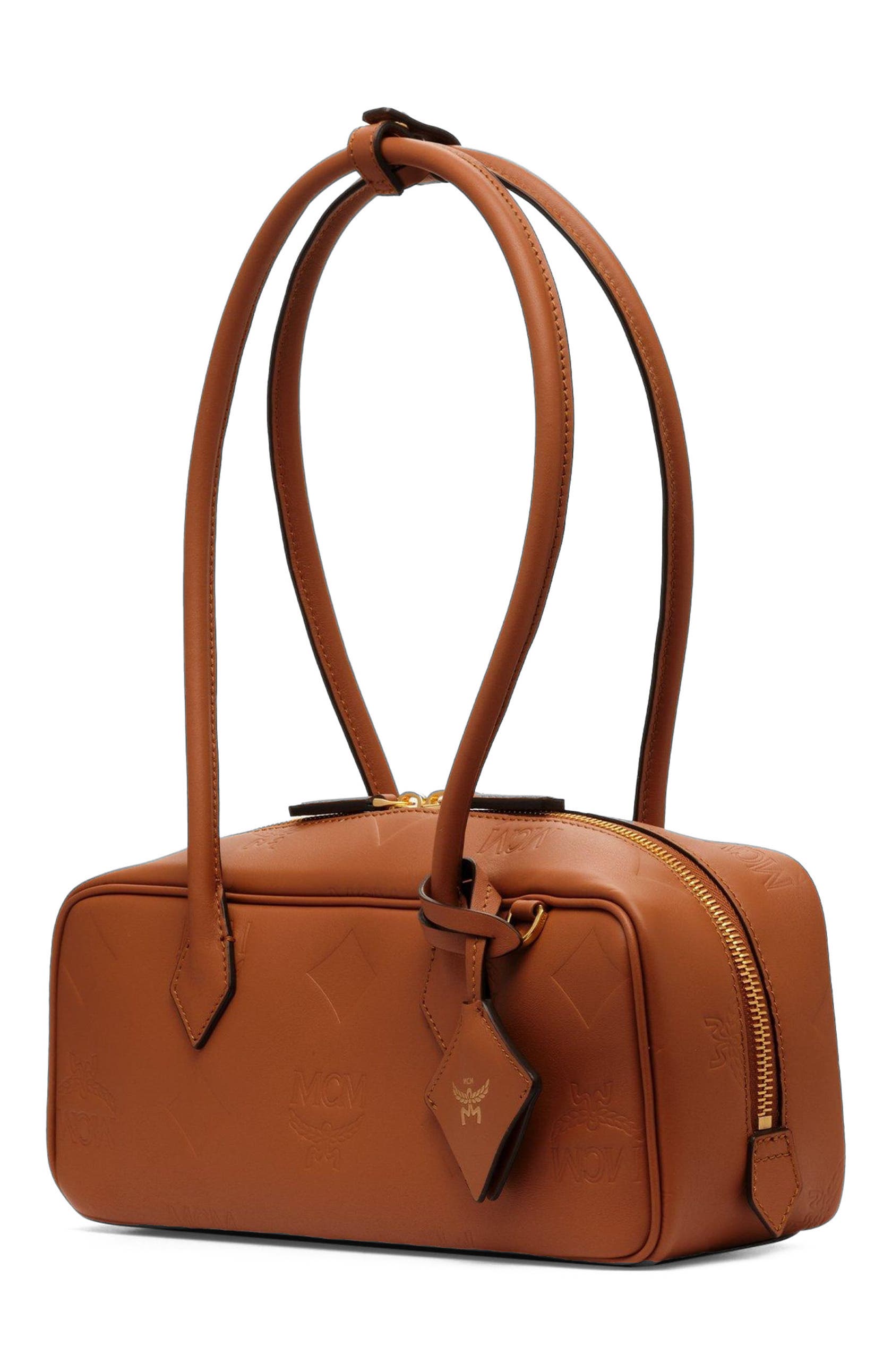 MCM Small Aren East West Shoulder Bag in Maxi Monogram Leather, Alternate, color, Mocha Bisque