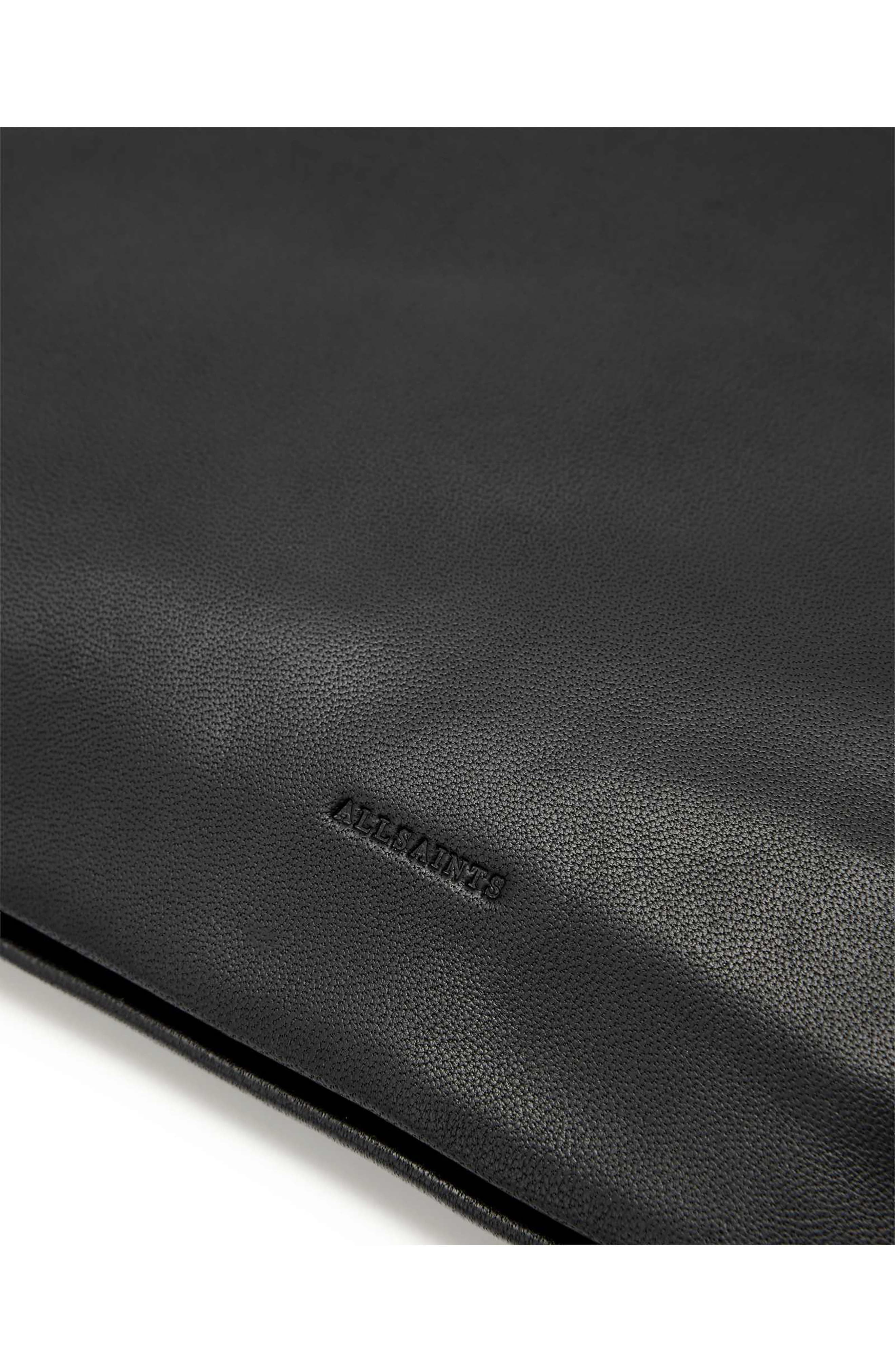 AllSaints Large Bettina Leather Clutch, Alternate, color, Black