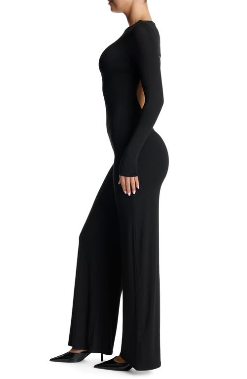 Naked Wardrobe Open Back Long Sleeve Jumpsuit In Black