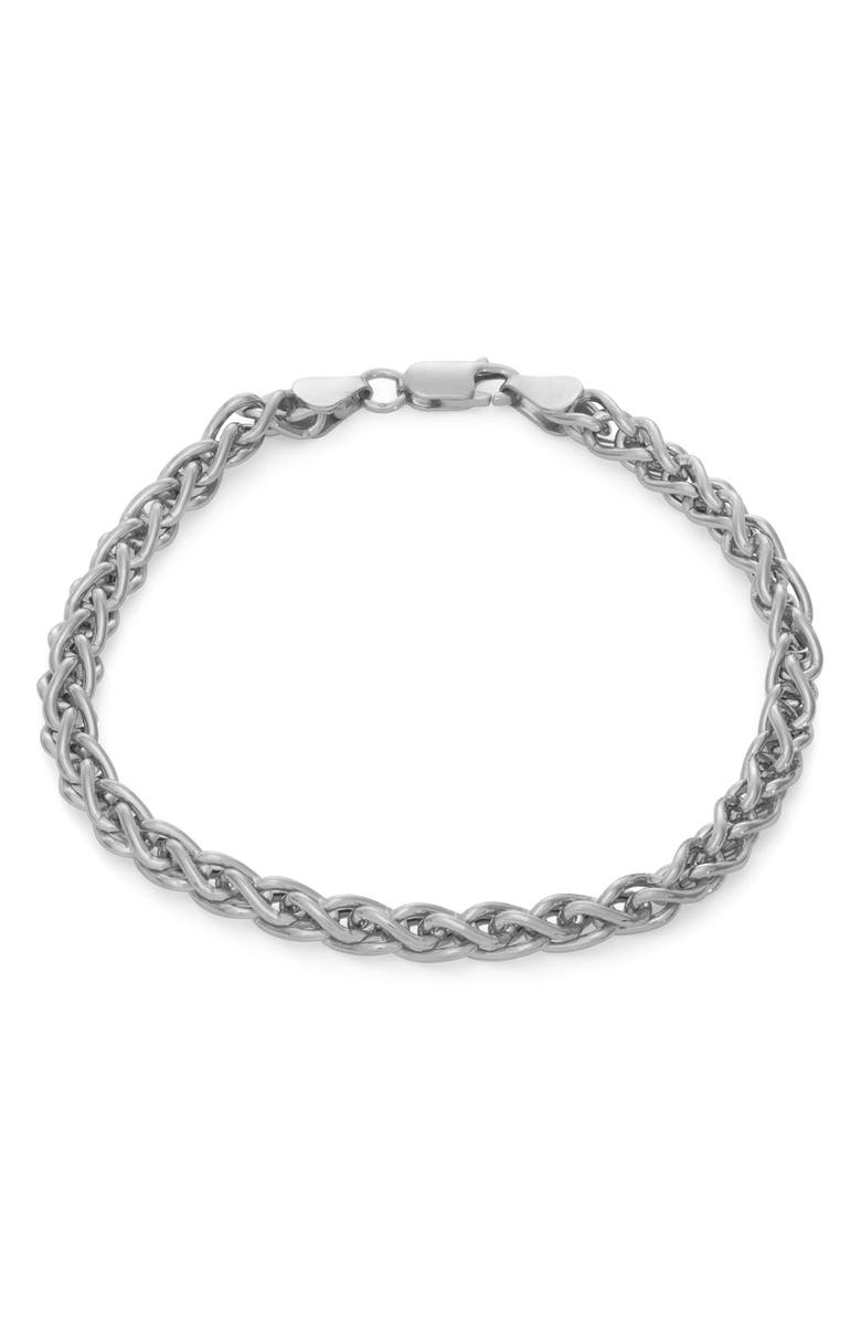 FZN Sterling Silver Men's Wheat Chain Bracelet, Main, color, 