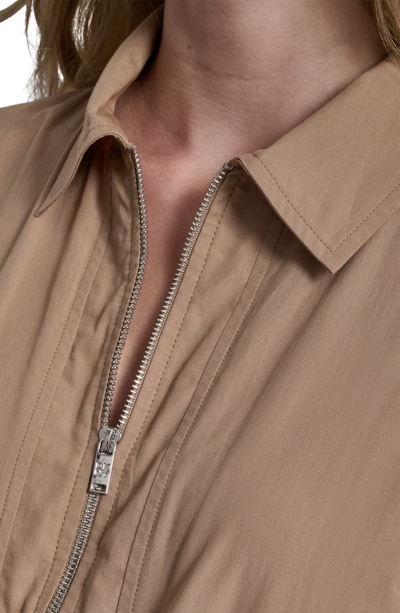 DKNY Zipped Cotton Shirtdress, Alternate, color, Cappuccino