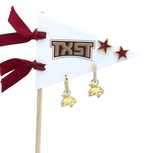 Color Shout Kansas University Pennant Pair Earring Set In Gold