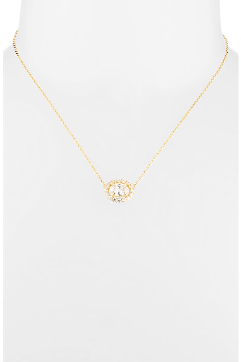 cubic zirconia mini pendant necklace, Alternate, color, CLEAR/ GOLD