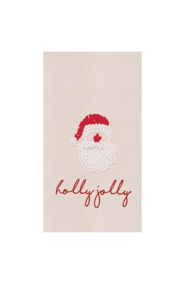 C&F Home Holly Jolly Santa Flour Sack Embroidered Cotton Kitchen Towel, Main, color, White