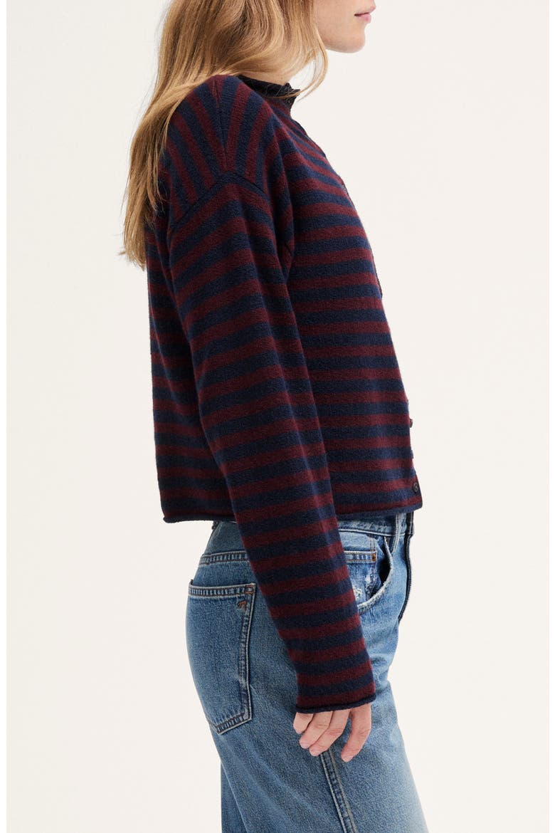 Funnel Neck Cardigan, Alternate, color, INDIGO AND CLARET STRIPE