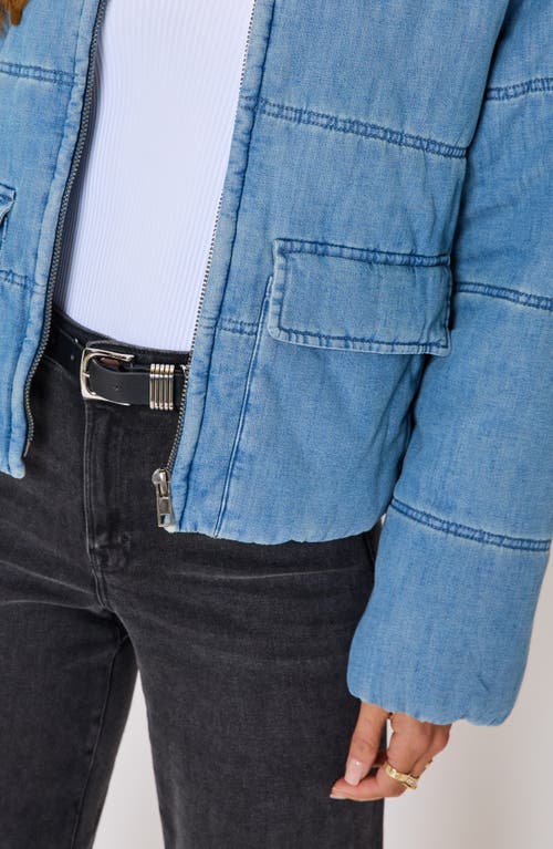 Vici Collection Chill Out Denim Quilted Puffer Jacket In Blue