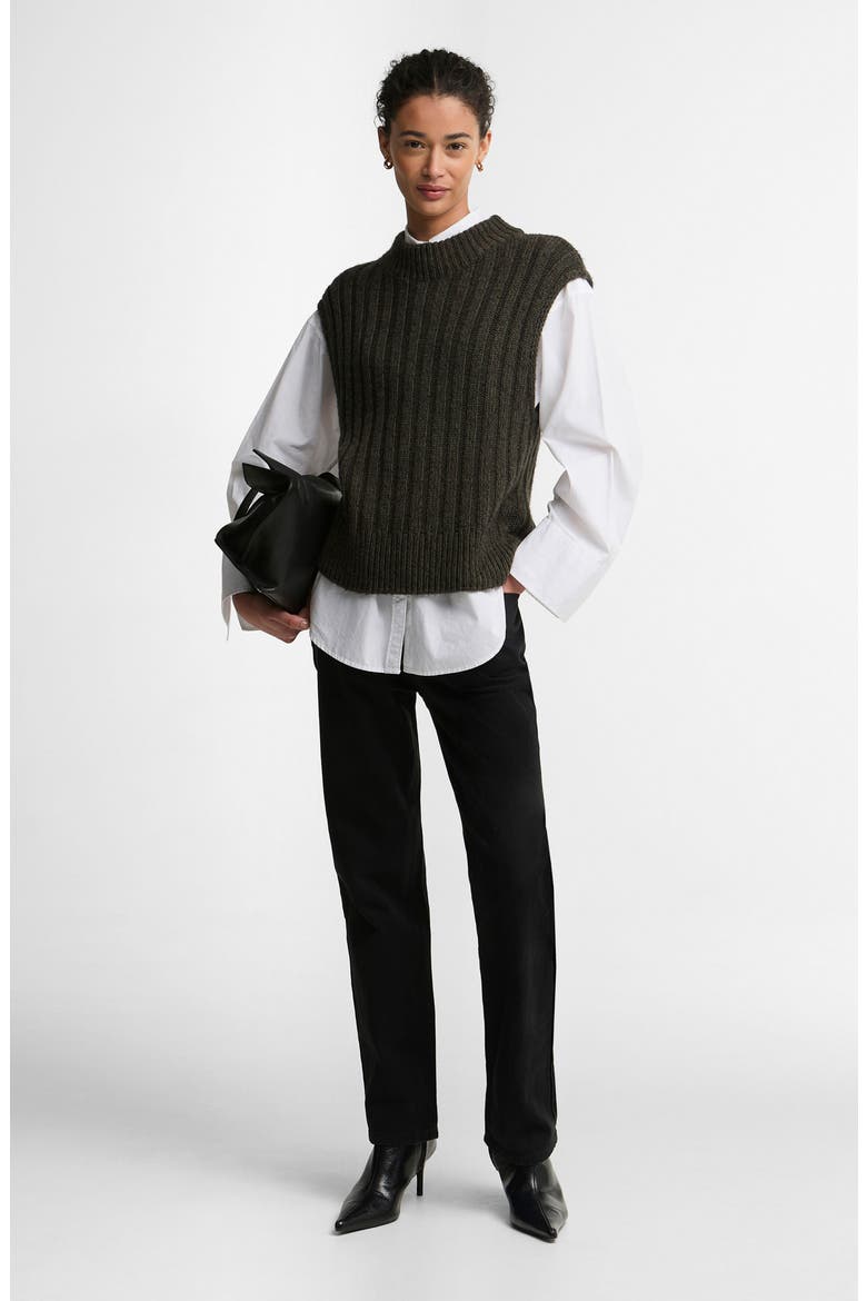 Anastasia Ribbed Sweater Vest, Alternate, color, OLIVE MULTI